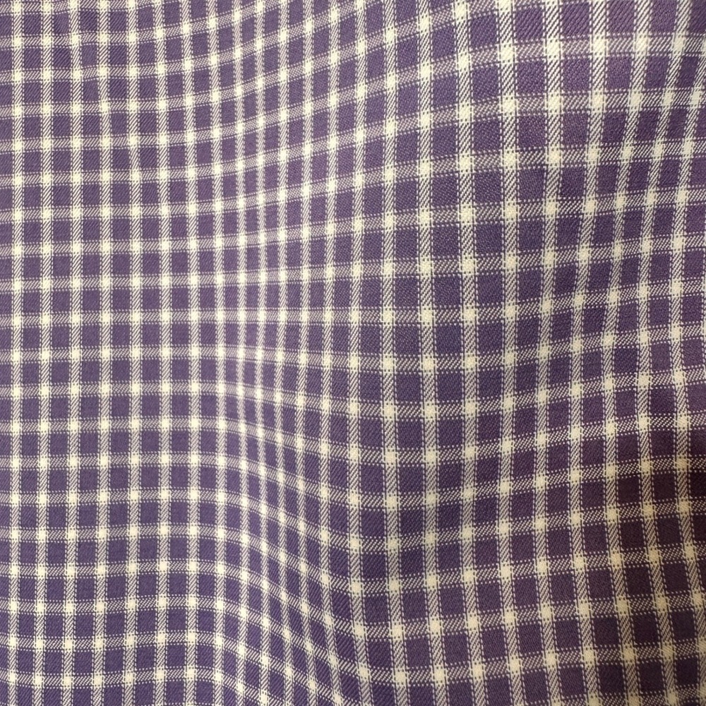UNTUCKit Mens Medium Purple White Gingham Plaid Long Sleeve Button Down Shirt - Picture 6 of 7